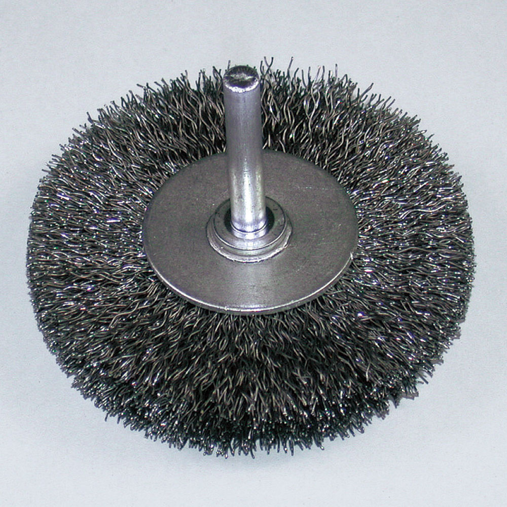 BKF-100-軸付ホイールブラシ 鋼線 100x13x6x35｜研磨
