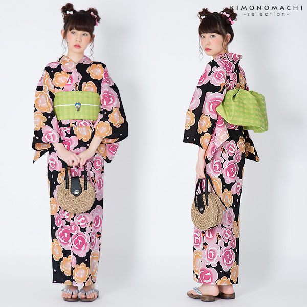 Prices down】【30％OFF】ツモリチサト浴衣セット「黒色 薔薇」tsumori