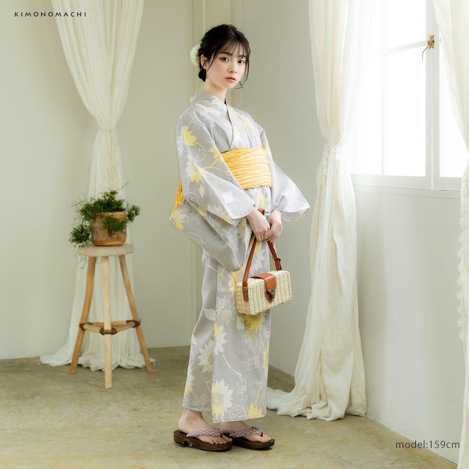 セパレート レディース浴衣 3点セット（二部式浴衣＋しわ兵児帯＋下駄