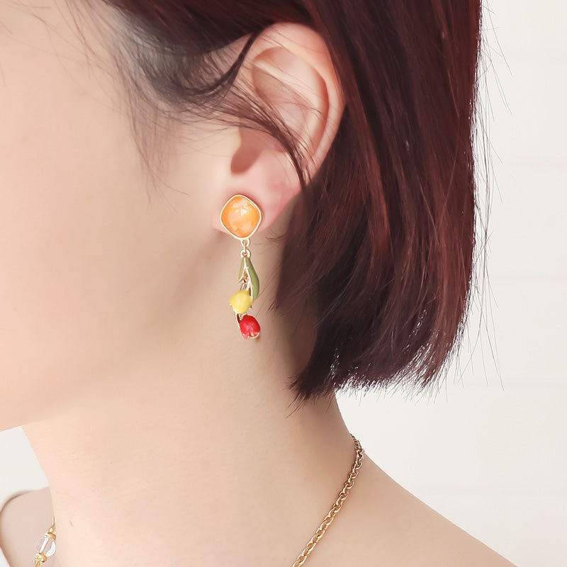 レシピNo.KR1142 チューリップチャームのアクセサリー2種 – 貴和製作所