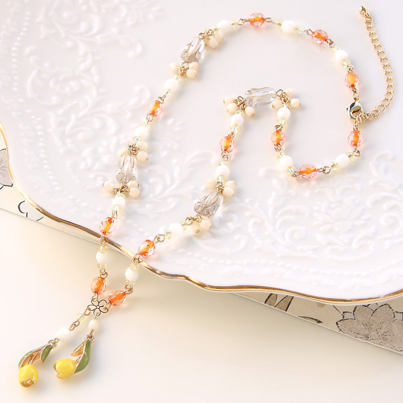 レシピNo.KR0961 チャームチューリップのレトロカラーネックレス – 貴