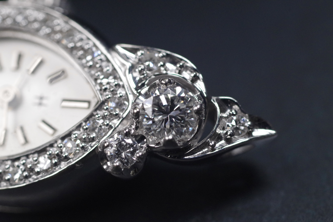 HAMILTON ハミルトン 14金製ケース＆ダイヤモンド アンティーク機械式時計