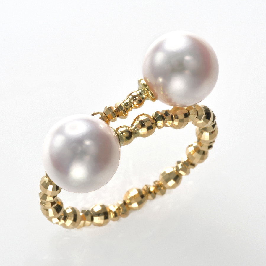 K18 アコヤ本真珠 リング （7.5ミリ以上・イエローゴールドタイプ