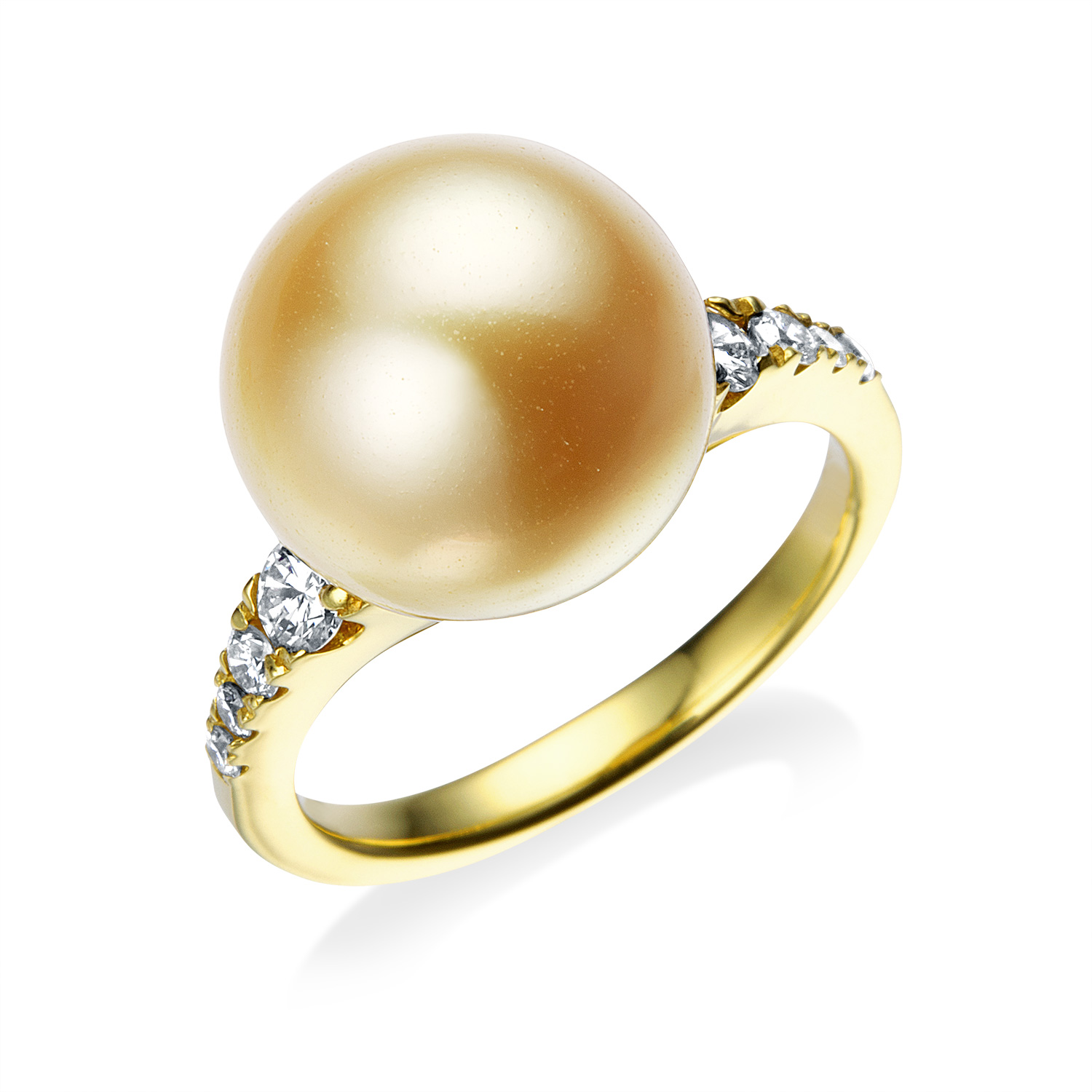 K18 南洋ゴールドパール リング（11.2ミリ D0.26ct・無染色 天然色