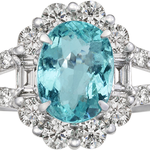 プラチナ パライバトルマリン リング （PA1.28ct D0.77ct）｜真珠卸