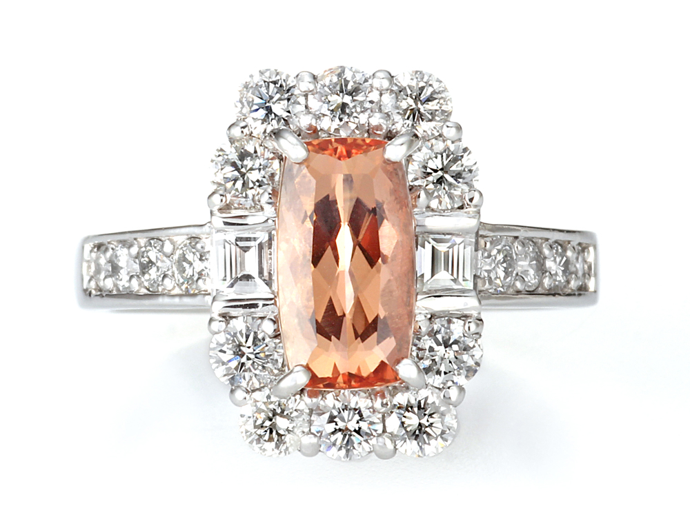 プラチナ インペリアルトパーズ ダイヤモンド リング （IT 1.70ct D