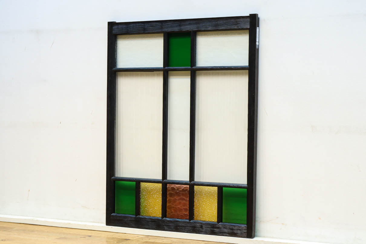 カラフルな色合いがレトロ感を漂わす中型ガラス窓 EZ2757 在庫1枚 – 古