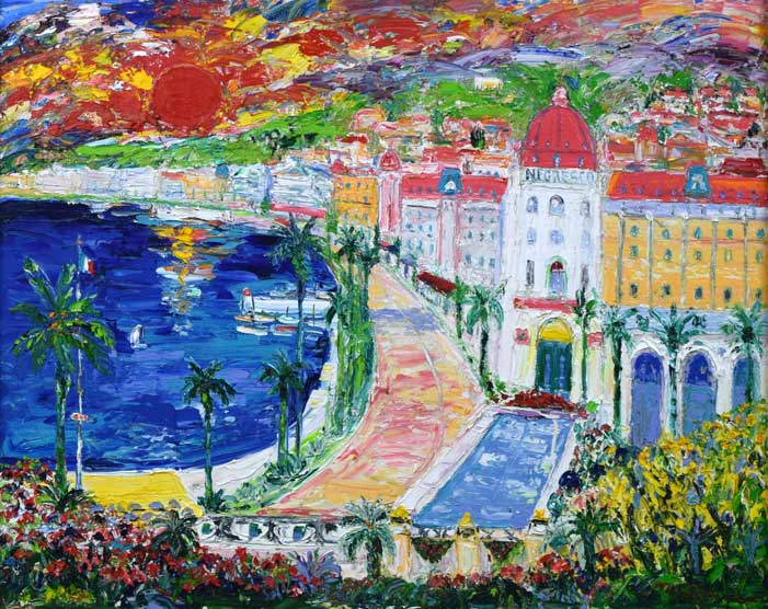 鈴木マサハル「NICE（フランス）」油絵・F30号 絵画買取・販売の小竹美術