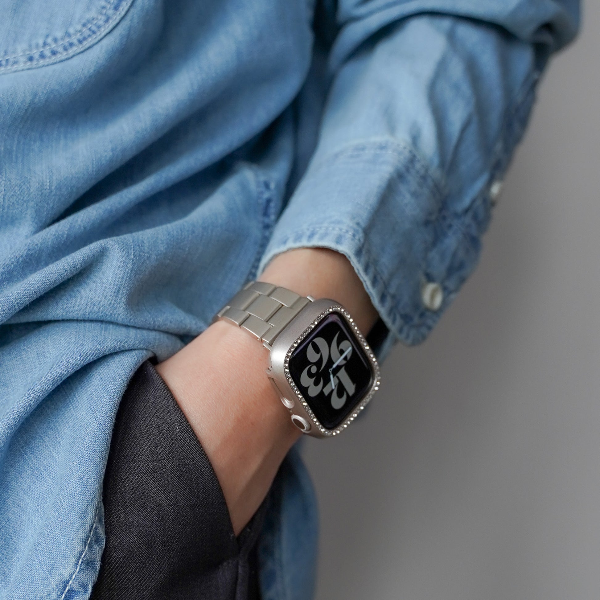 ステンレス 工具不要 三連 アップルウォッチバンド Apple Watch ベルト