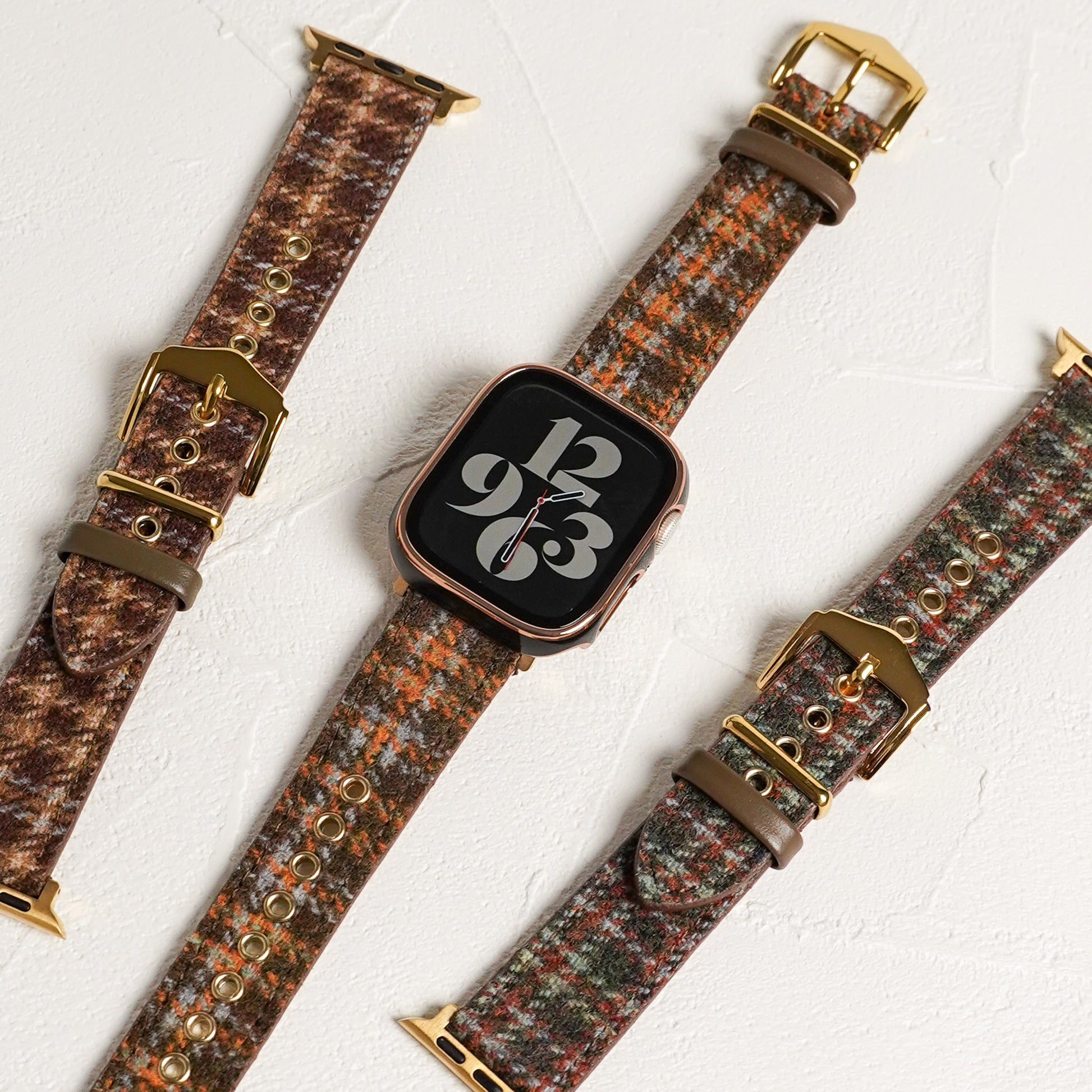 ウール レザー チェック柄 アップルウォッチバンド Apple Watch ベルト