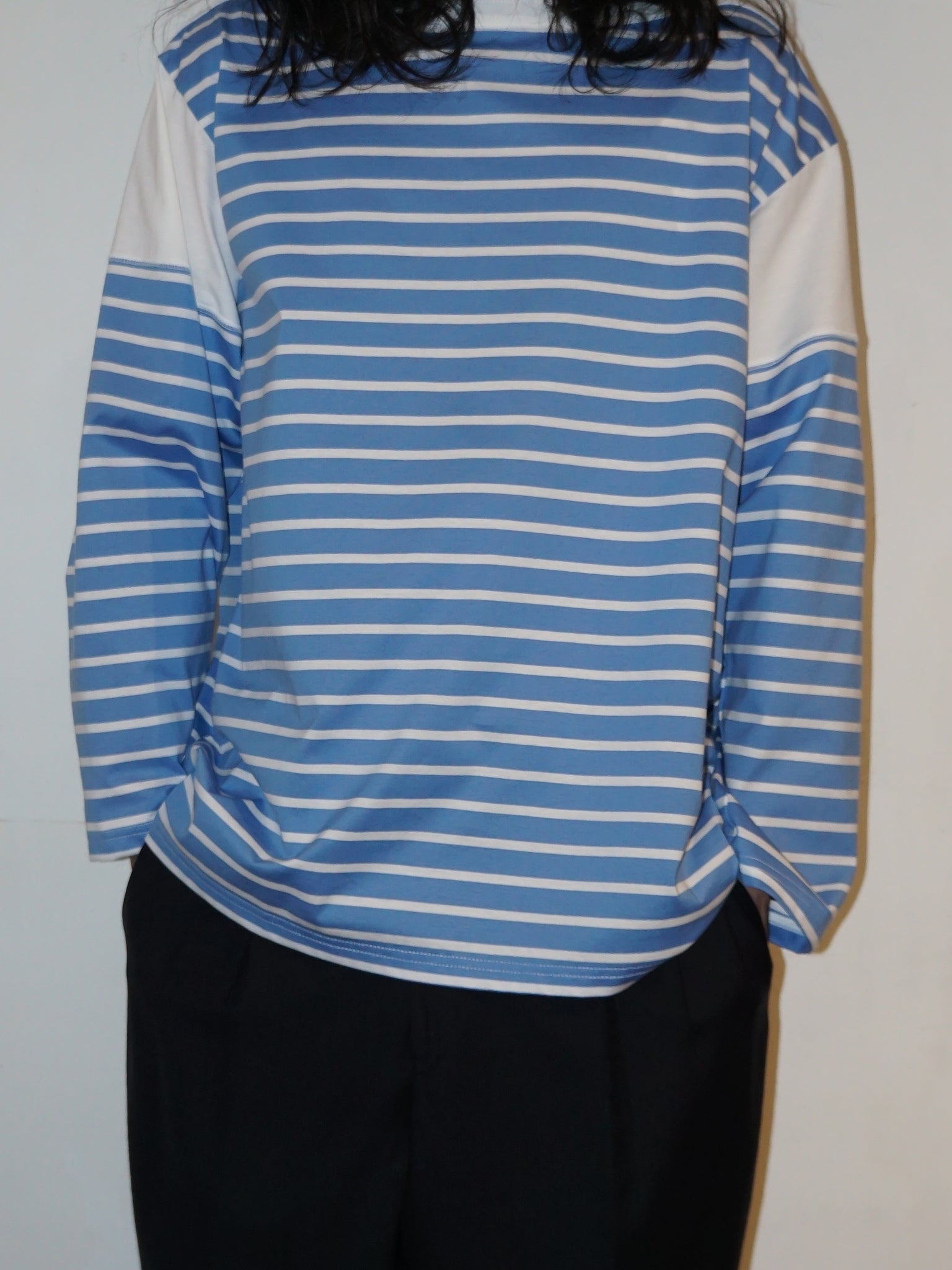 ANSNAM / BORDER BOAT NECK L/S TEE (BLUE×WHITE) – LAFUNQUE