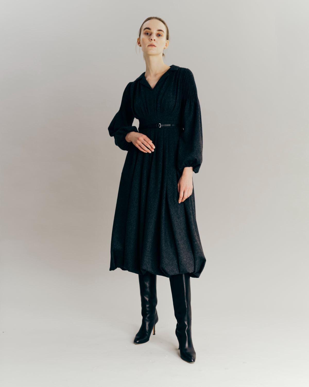 Belted Balloon Dress – L'AUBE BLANC