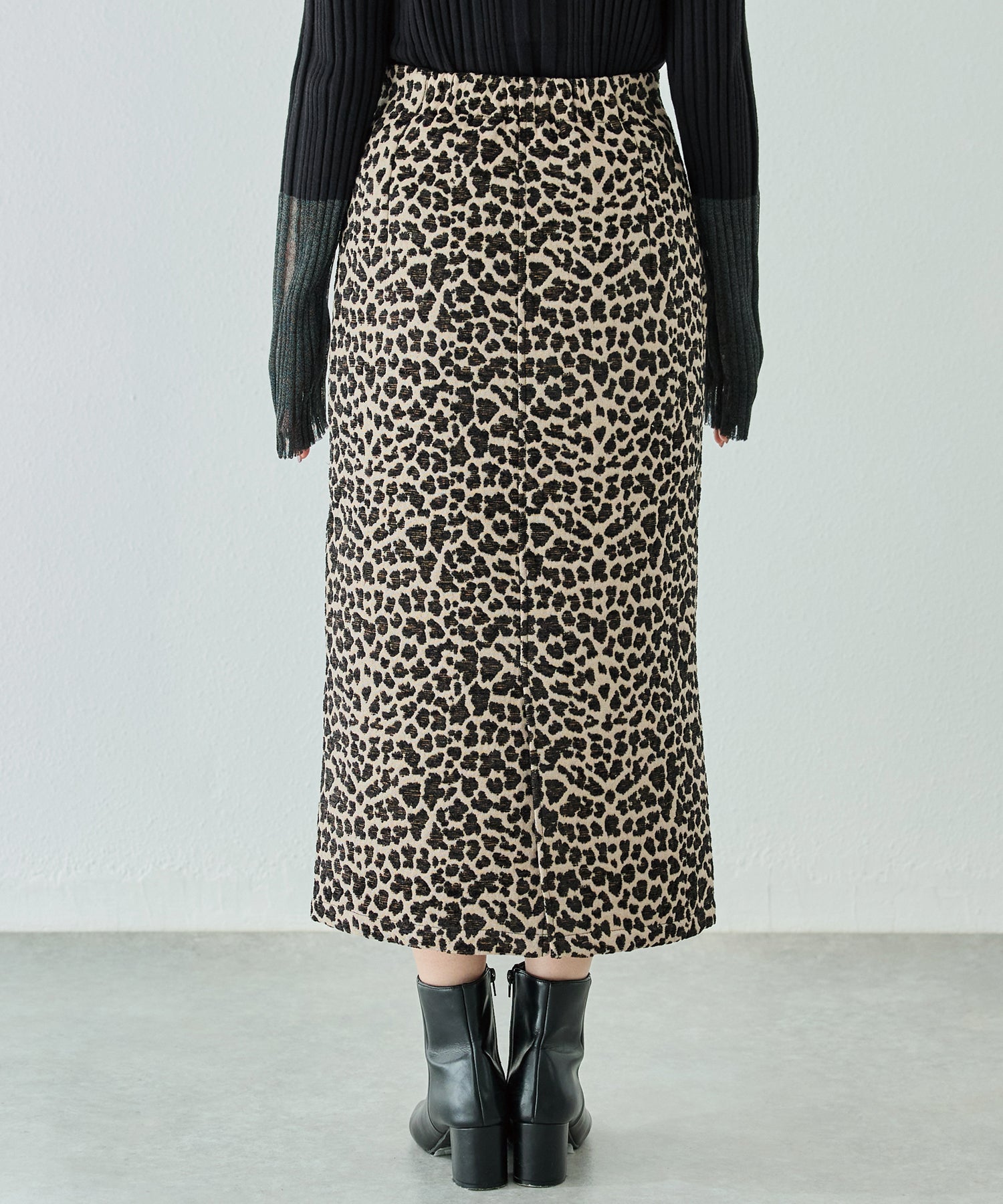 レオパードジャガードスカート | ラビアンジェ-⼤きいサイズのレディース服