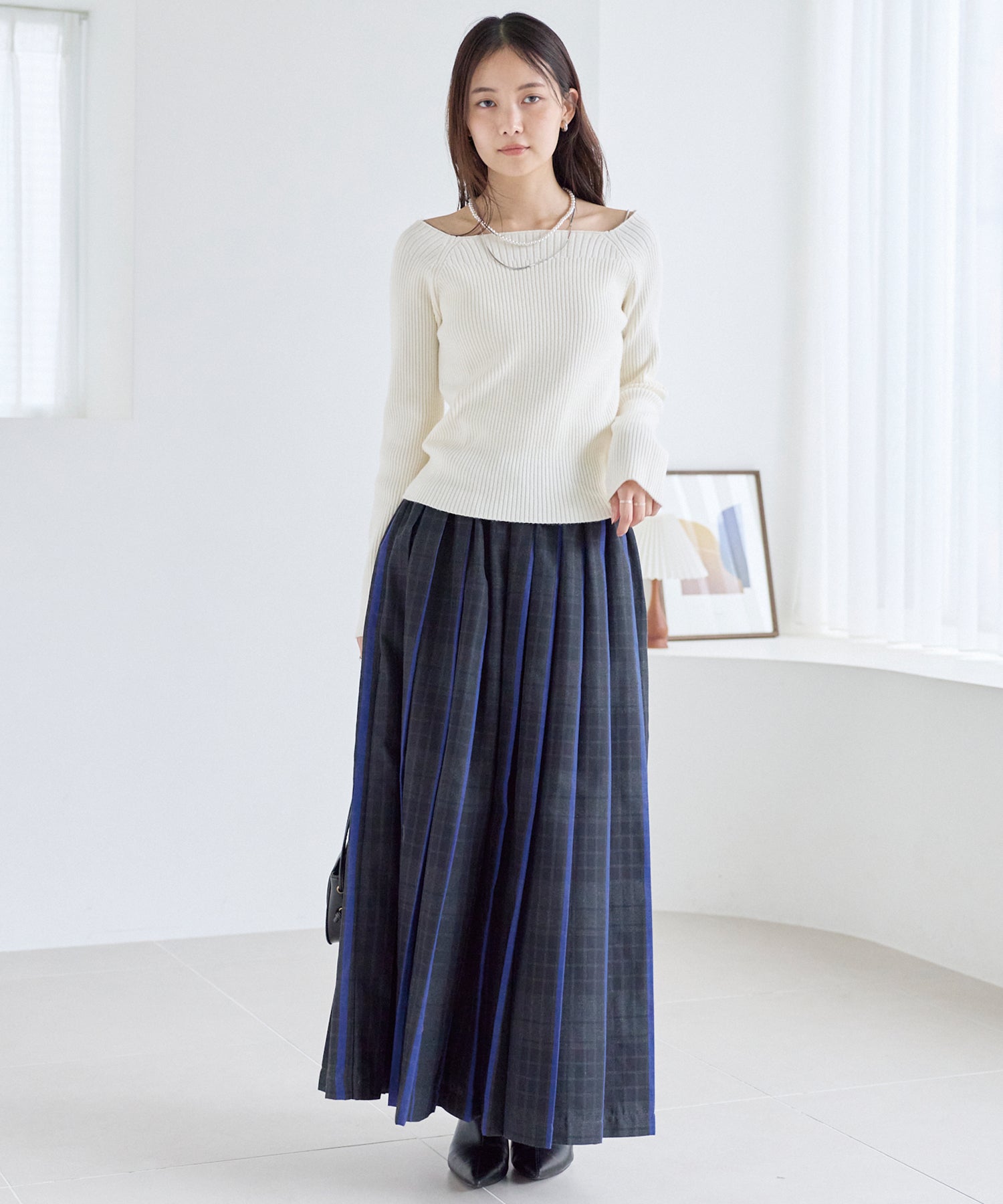 タータンチェックプリーツスカート | ラビアンジェ-⼤きいサイズの