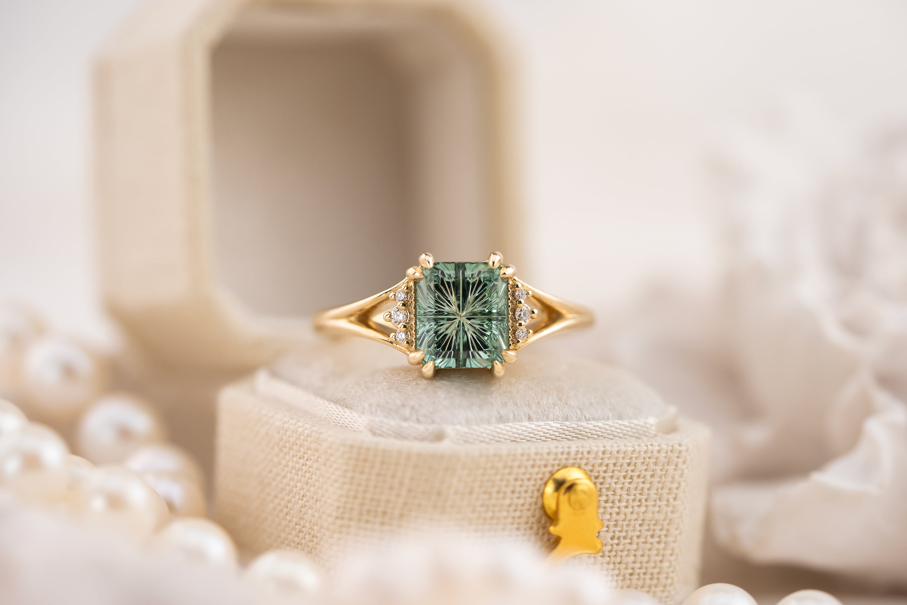 The Serendipity Ring | 1.9 CT Rectangular Starbrite™ Teal Green
