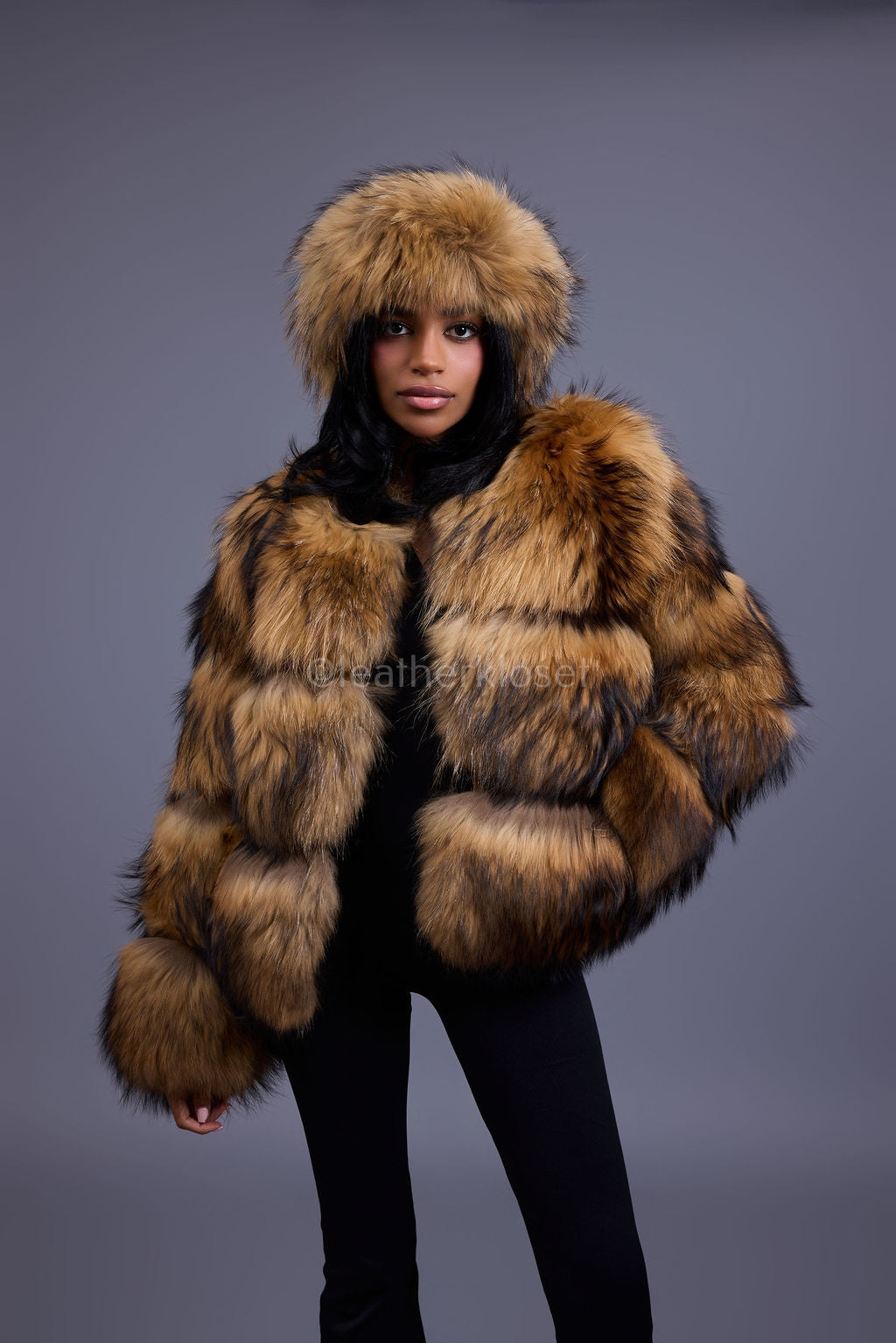 Women's Natural Raccoon Fur Bomber [With Headband] – LeatherKloset