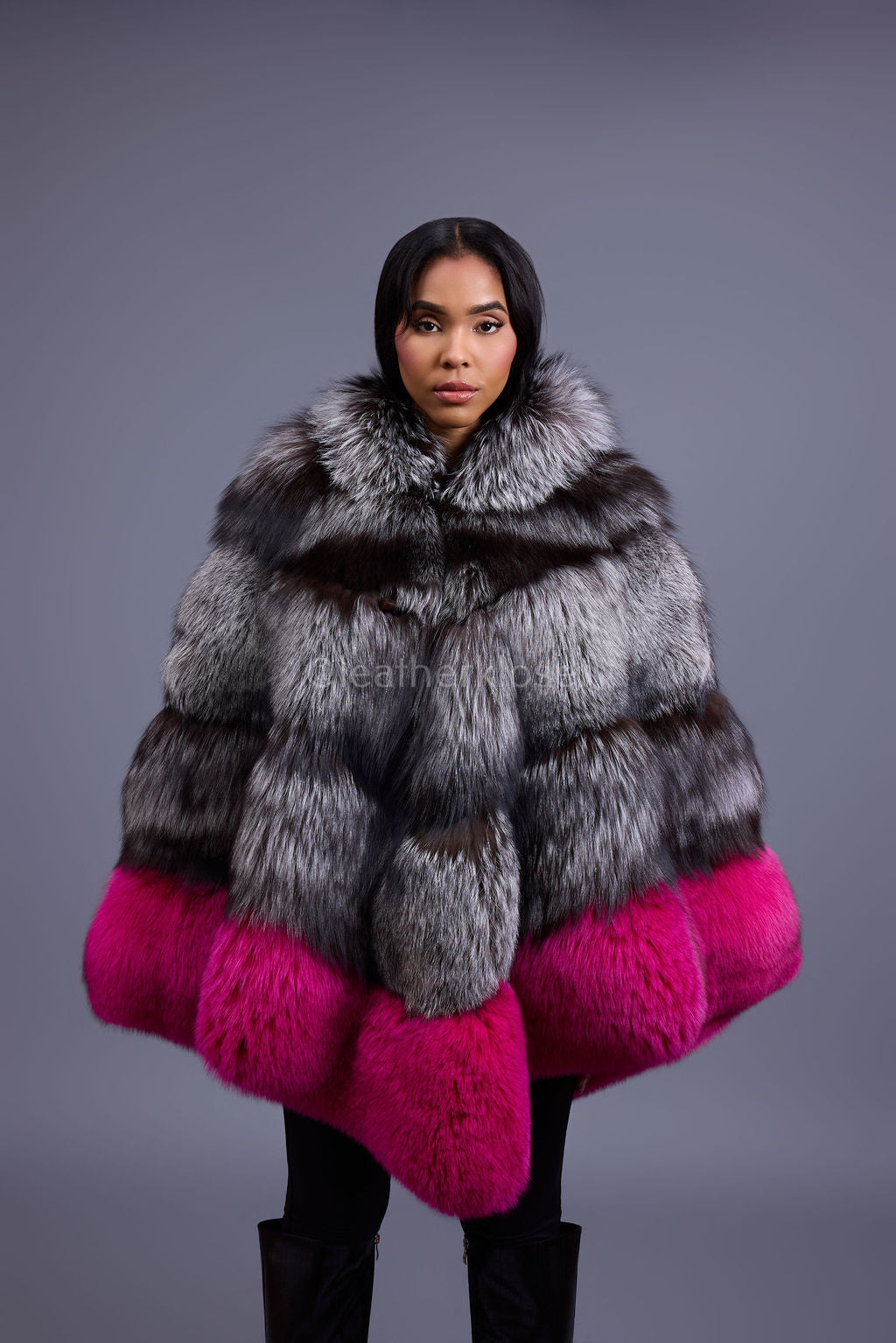 Women's Fox Fur Poncho With Hood – LeatherKloset