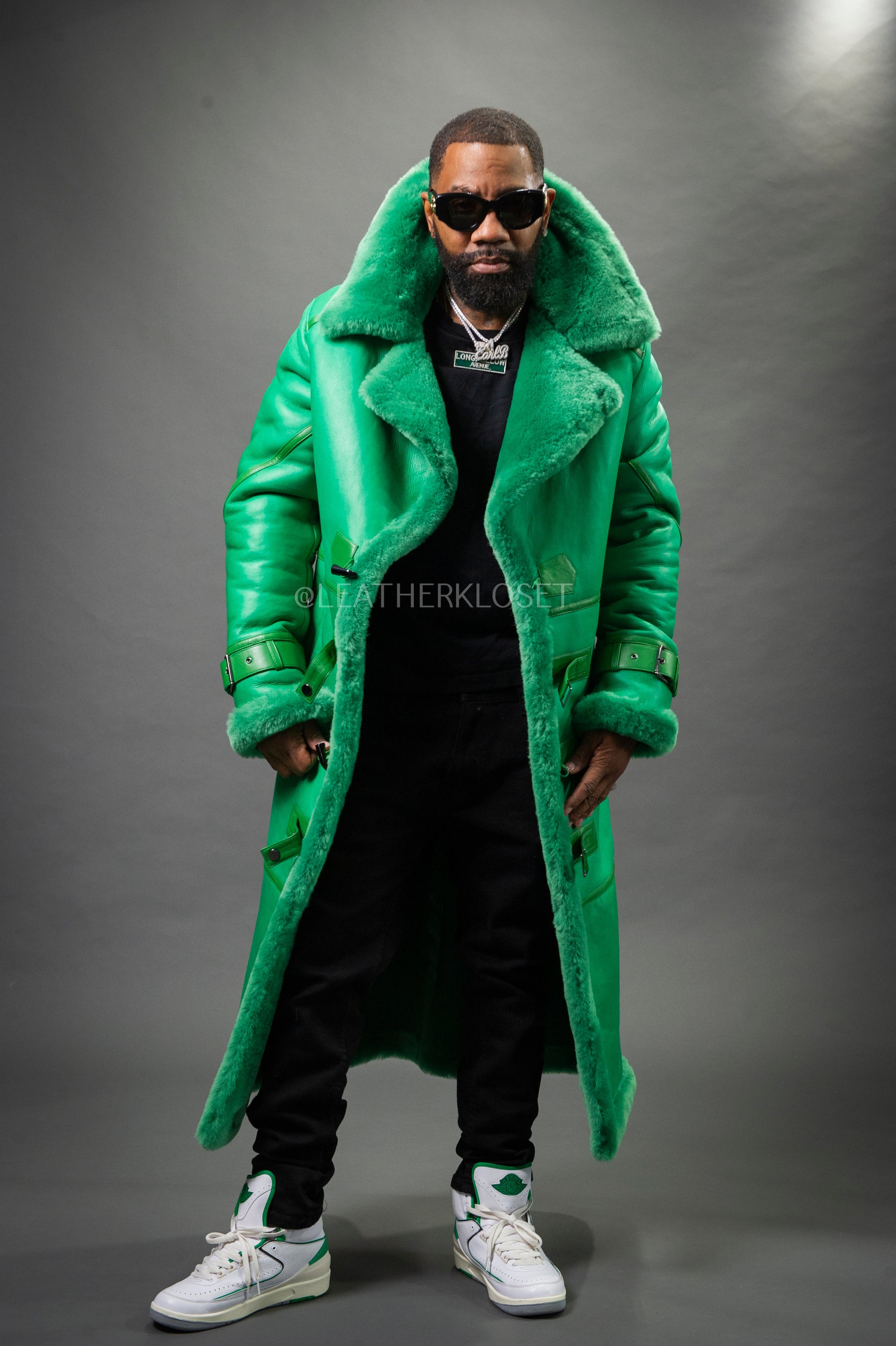 Men's Shearling Trench Coat [Irish Green] – LeatherKloset