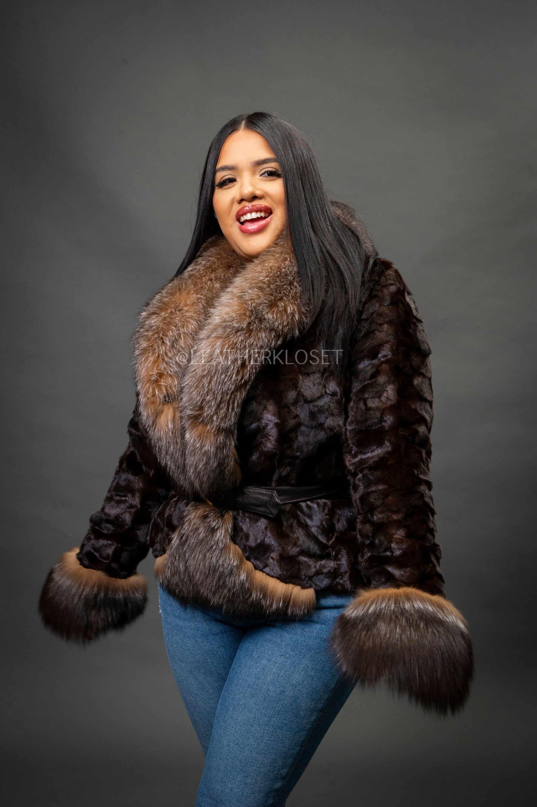 Women's Camila Mink Bomber Jacket [Brown] – LeatherKloset