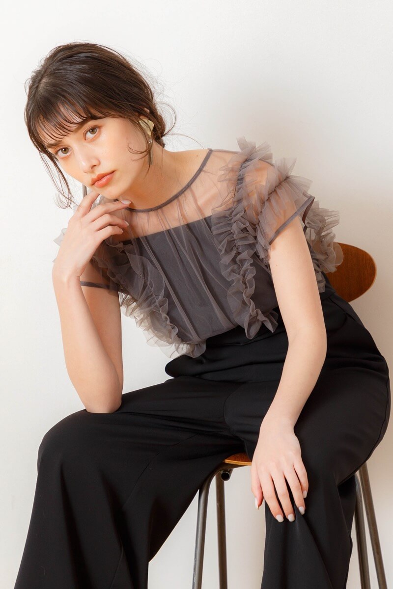 ブラックのチュールフリルコンビネゾン | metoi | L | 結婚式