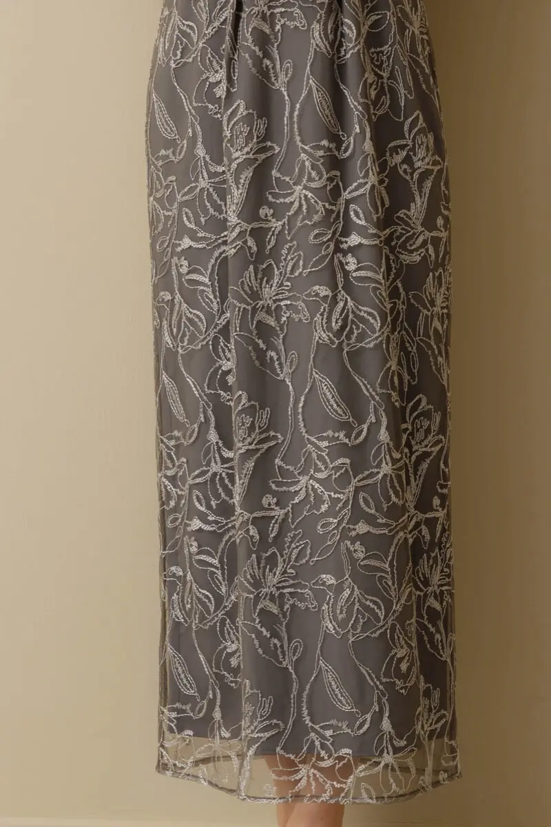 チャコールのフラッフィースリーブペンシルドレス | LE' RURE | S