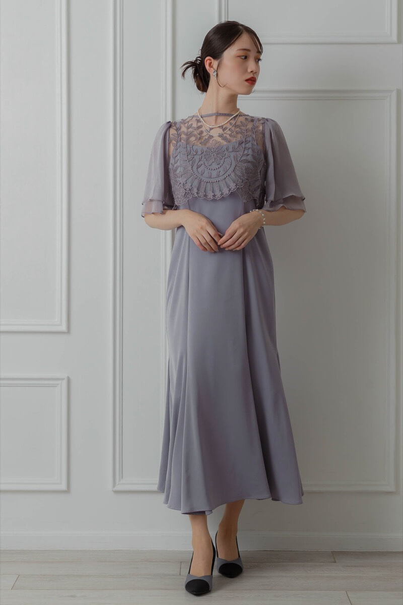 グレーのリーフブラウスマーメイドドレス | Dorry doll | M | 結婚式