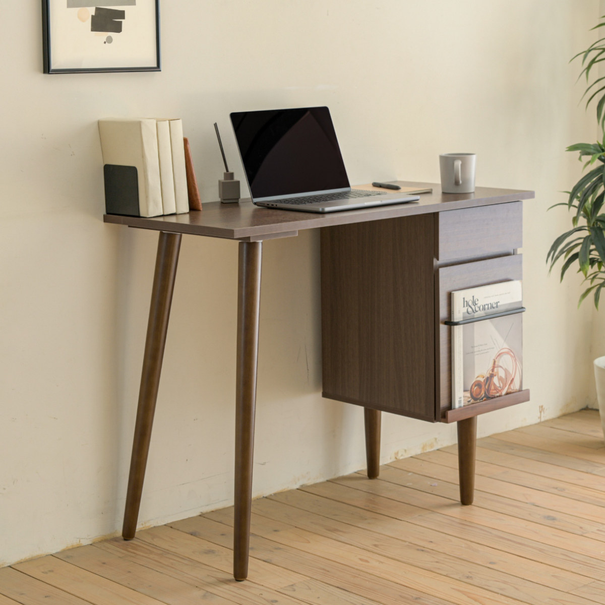 ワークデスク 引き出し付き 木製 幅94cm ディスプレイラック （ デスク