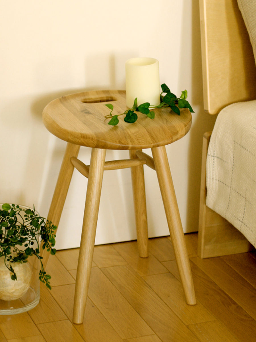 李朝家具 丸型スツール 蝶 蝶番 小引き出し付き 収納 椅子 サイド