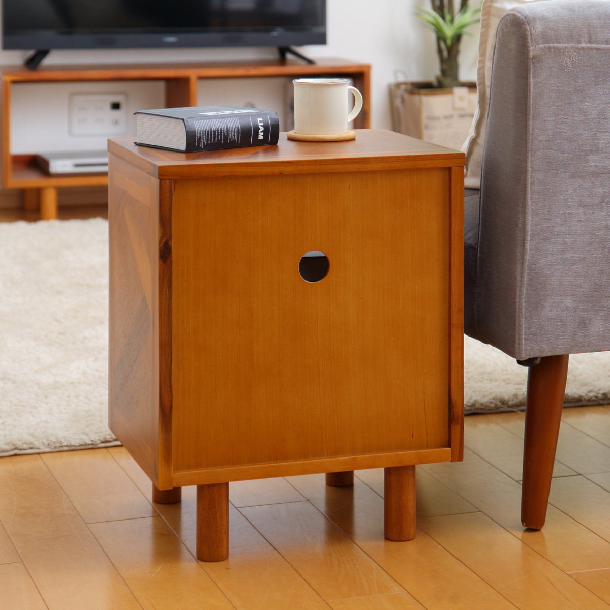 サイドチェスト 幅40cm 寄木突板 ヴィンテージ調 HENT （ ヘント