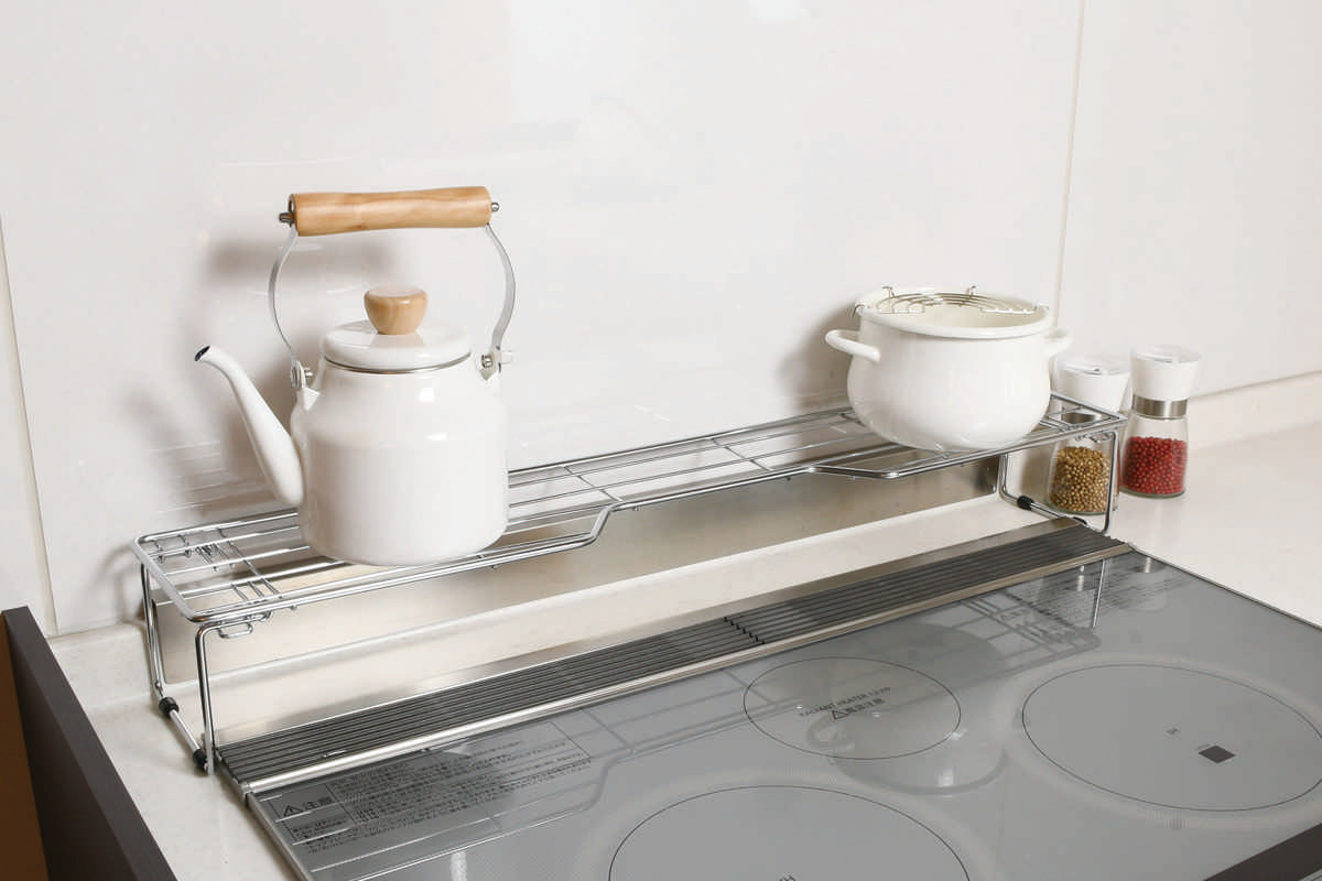 コンロ奥ラック 幅75cm用 ストレージセレクト 足折れ式 （ コンロ