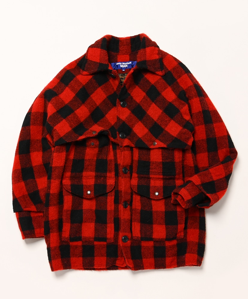 WP-J010-051 - ウールチェック 製品縮絨 Filson Wネーム(M(MEN) Red