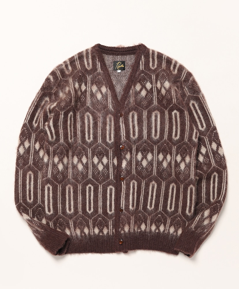Mohair Cardigan - Geometric(L(MEN) Burgundy/バーガンディ): NEEDLES