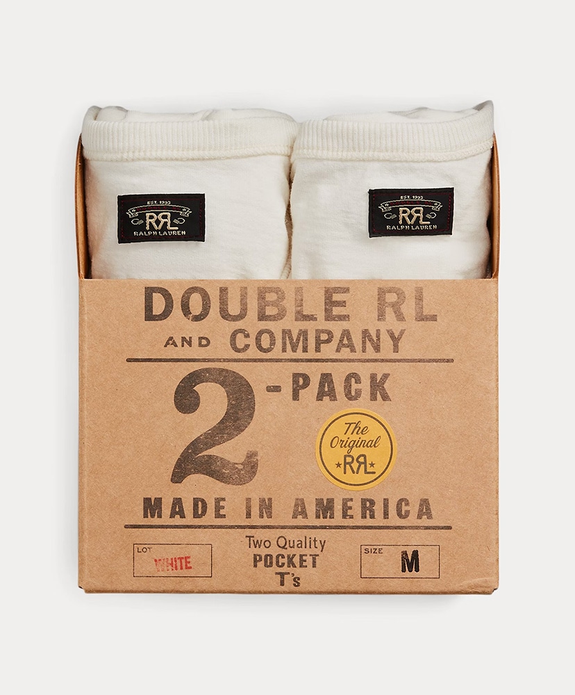 ガーメントダイド ポケット Tシャツ 2パック(L(MEN) ウォームホワイト