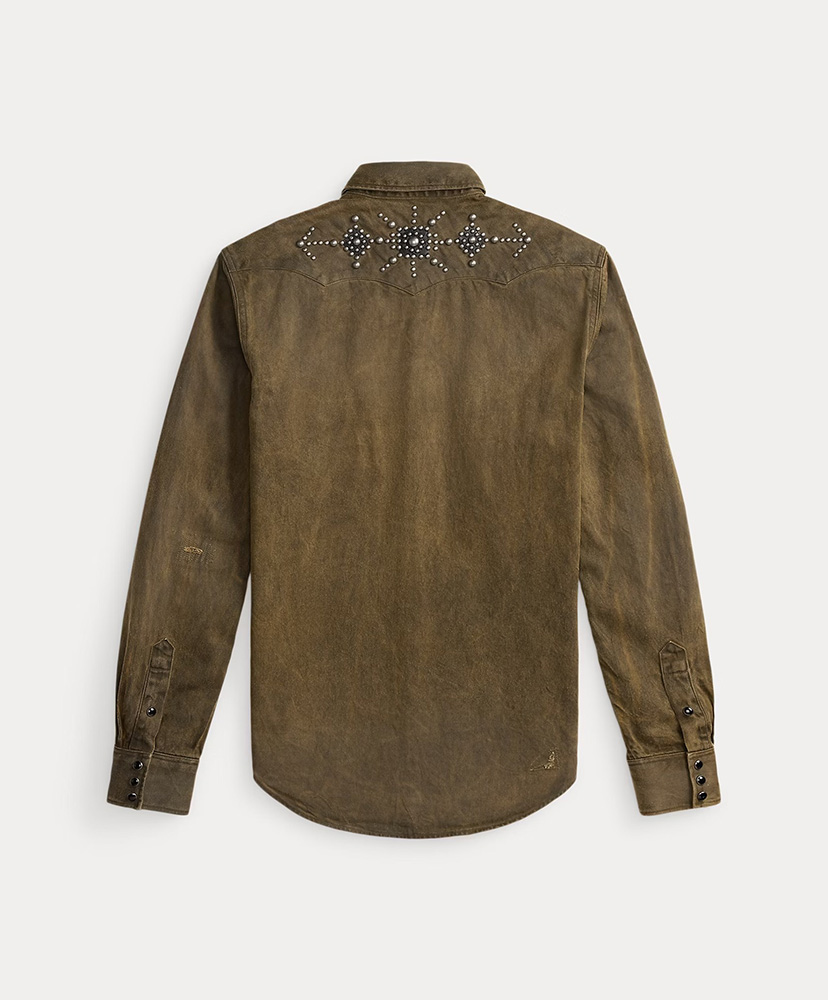 スリム フィット スタデッド デニム ウエスタン シャツ(L(MEN