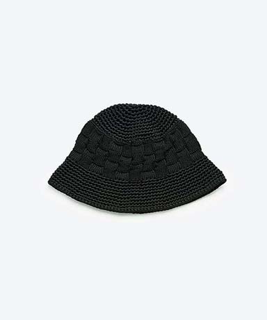 Poly Knit Bucket Hat (Checkerboad)(F(MEN) Black/ブラック): KIJIMA