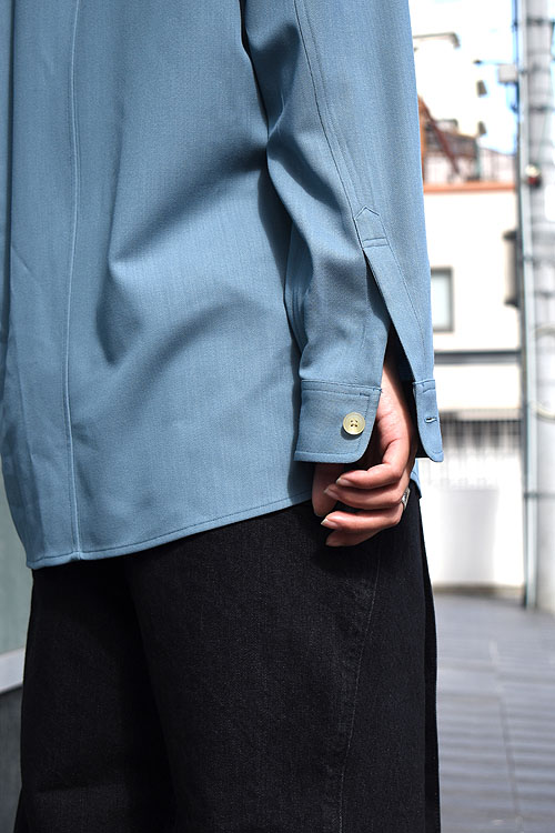 AURALEE[オーラリー] 2024SS HARD TWIST WOOL DOBBY SHIRT [BLUE GRAY