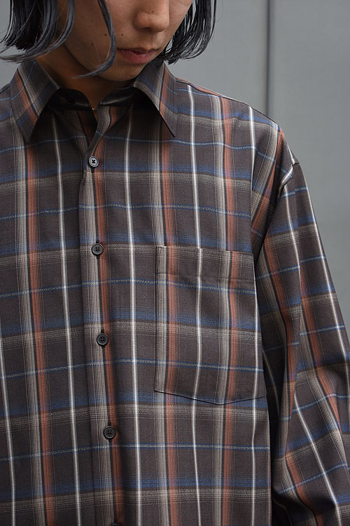 AURALEE[オーラリー] Super Light Wool Check Shirt [Dark Brown Check]