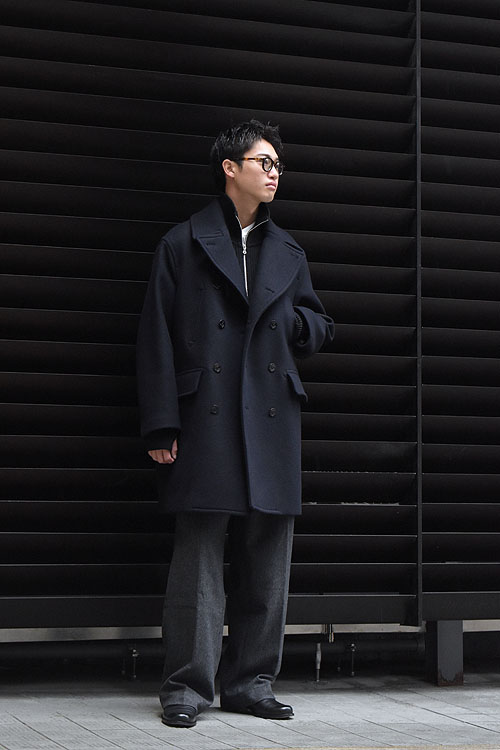 blurhms ROOTSTOCK 24AW-WOOL MELTON 10B PEA COAT[DK NVY]