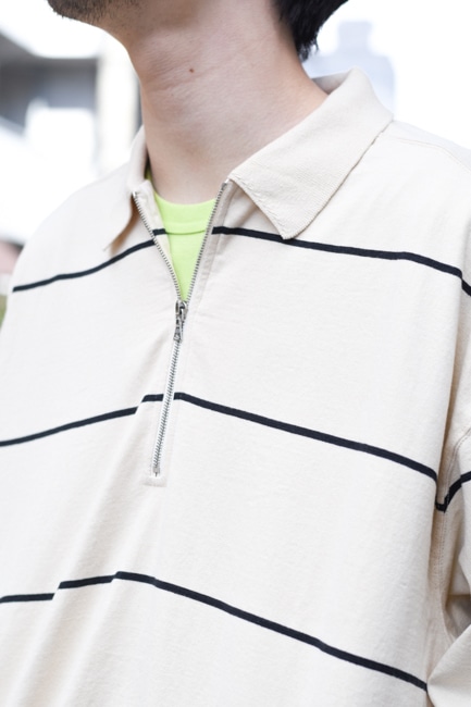 blurhms[ブラームス] C/NAPP Border Collared Harf-zip