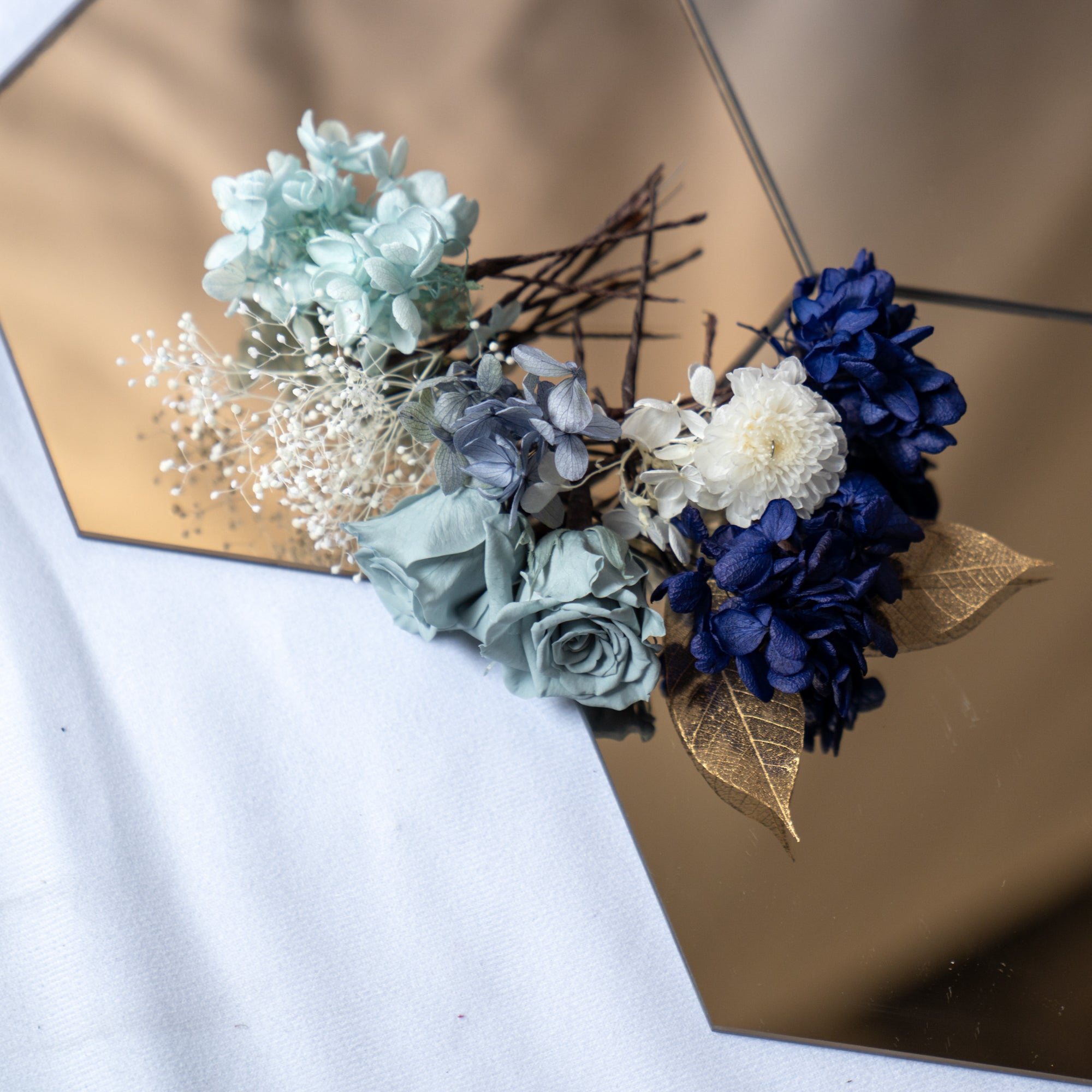 前撮りや卒業式にもおすすめ》ヘッドフラワーと六角ミラーセット A