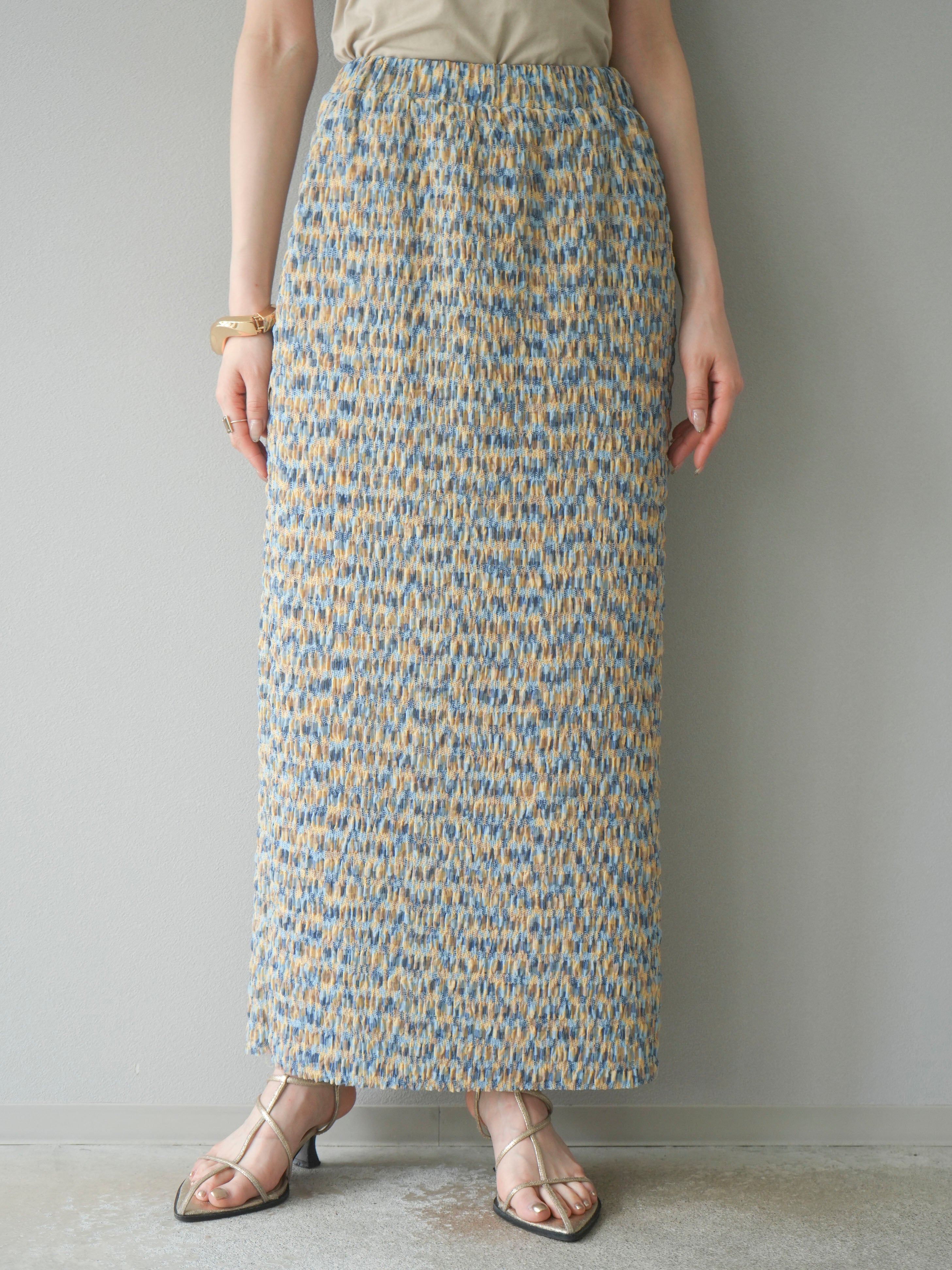 予約]マルチカラーランダムプリーツタイトスカート/イエロー – Lumier