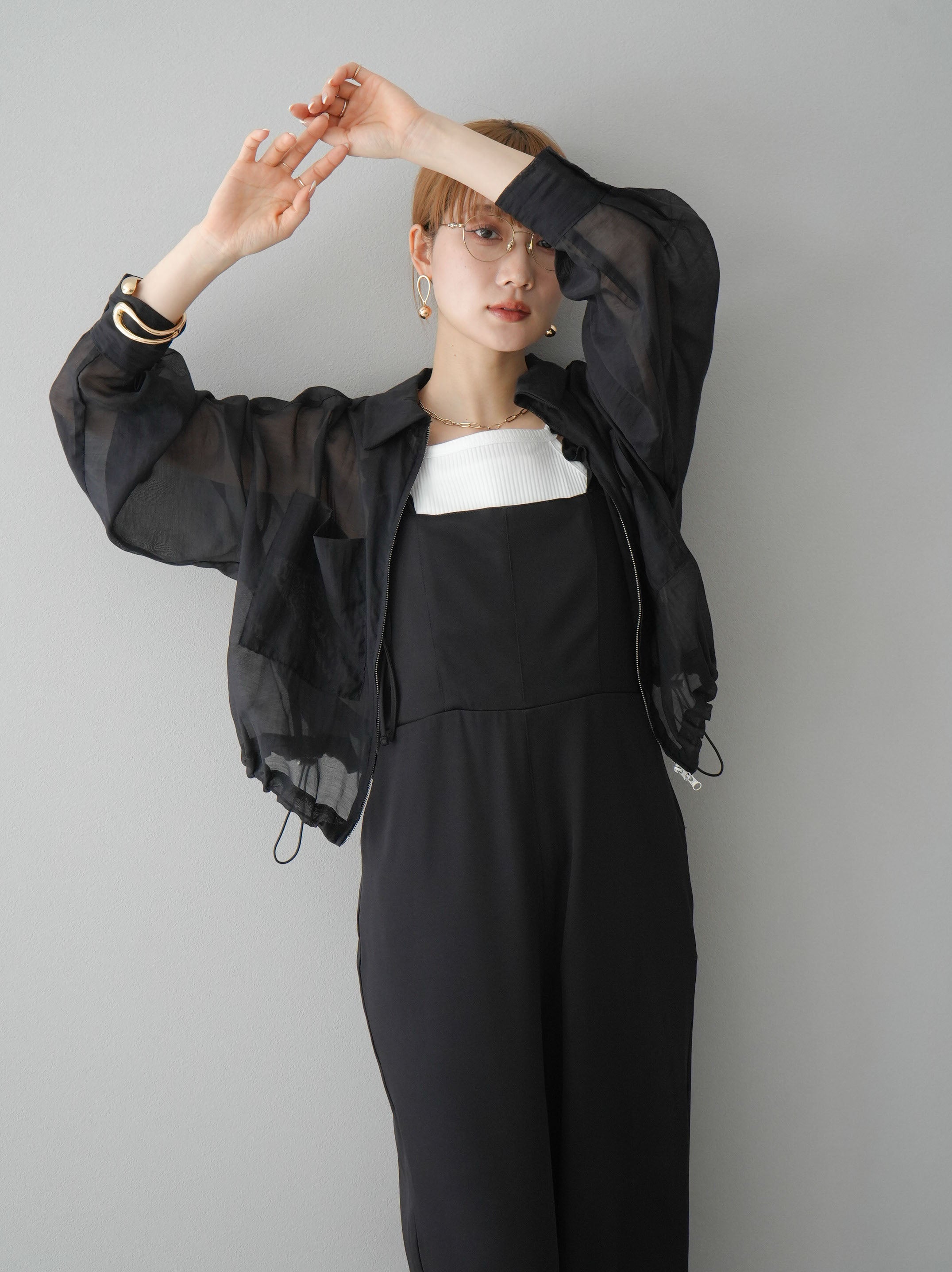 予約]レースアップフリルオールインワン/ブラック – Lumier