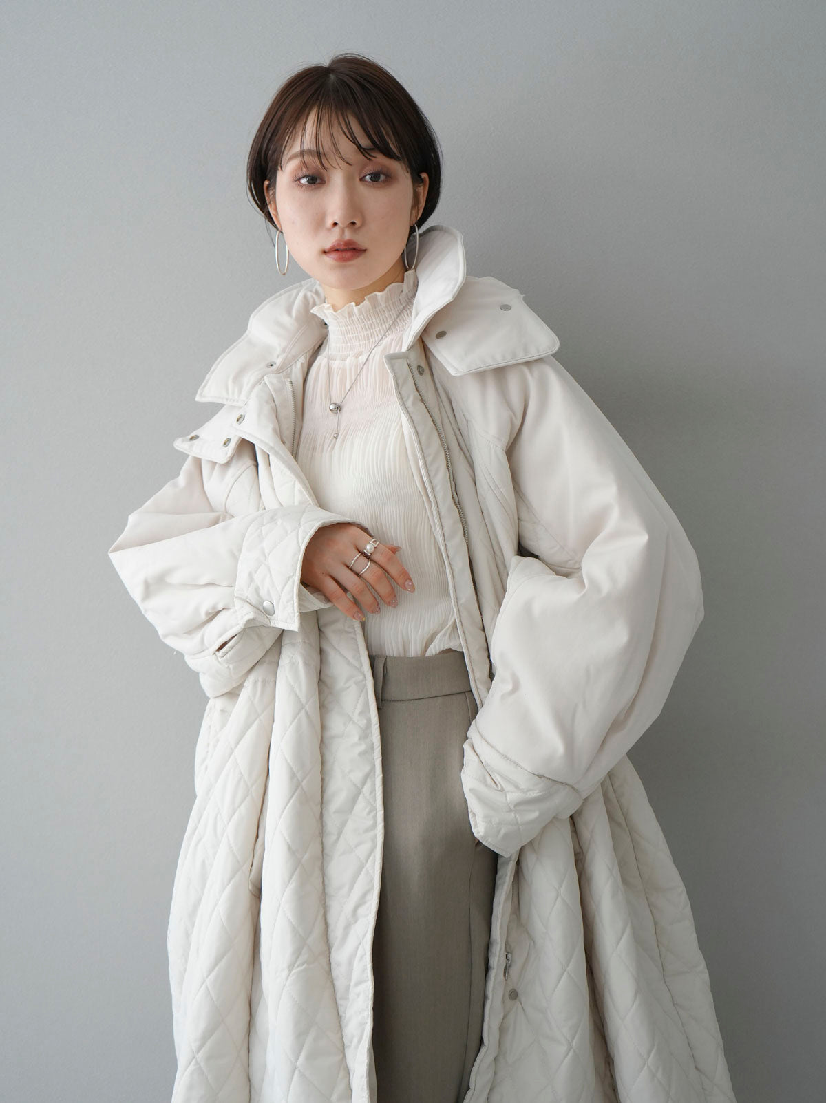予約]2WAYキルティングコート/アイボリー – Lumier