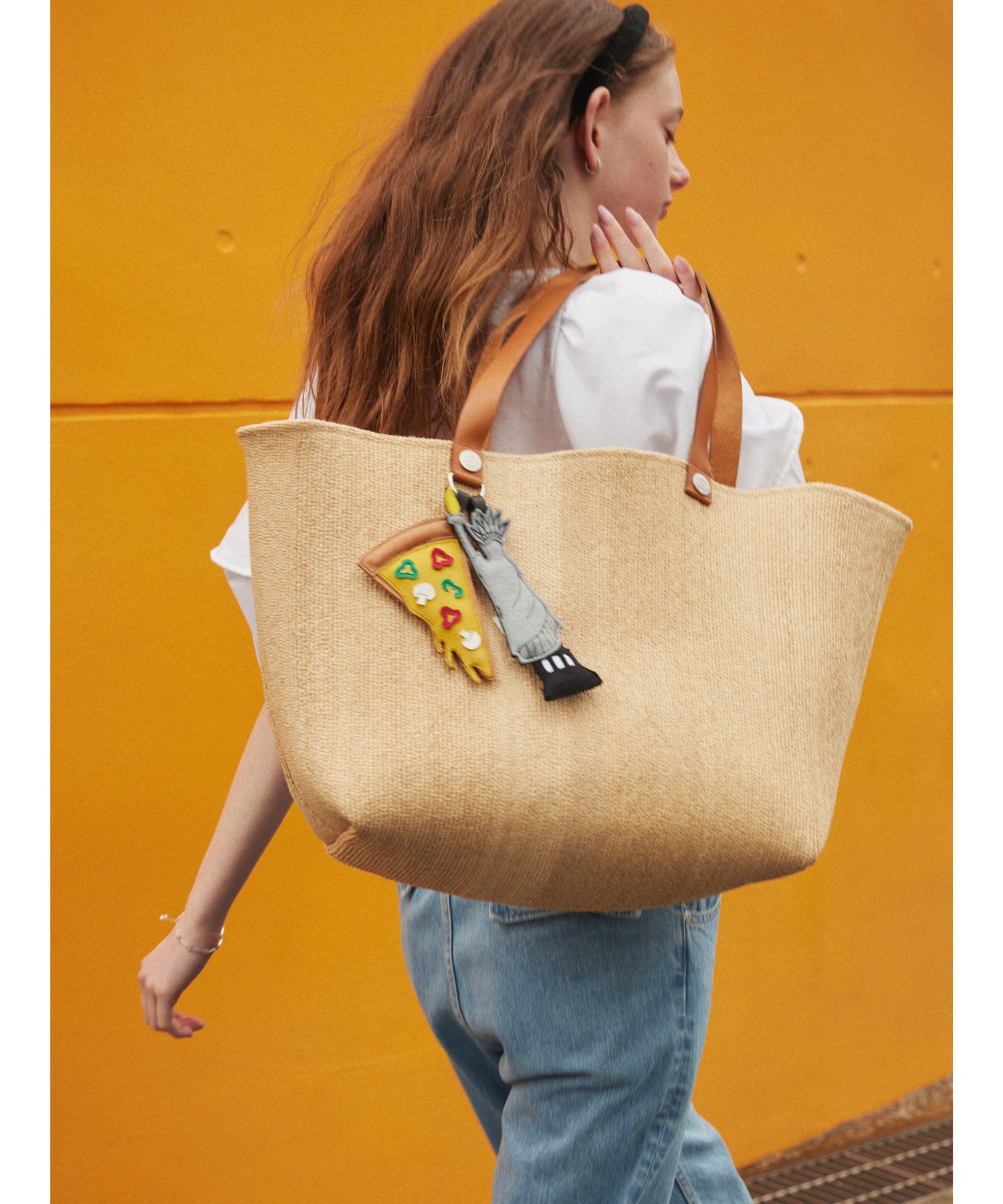 LUDLOW 最も安い ラドロー スカラップラフィアトートバッグ M LUDLOW