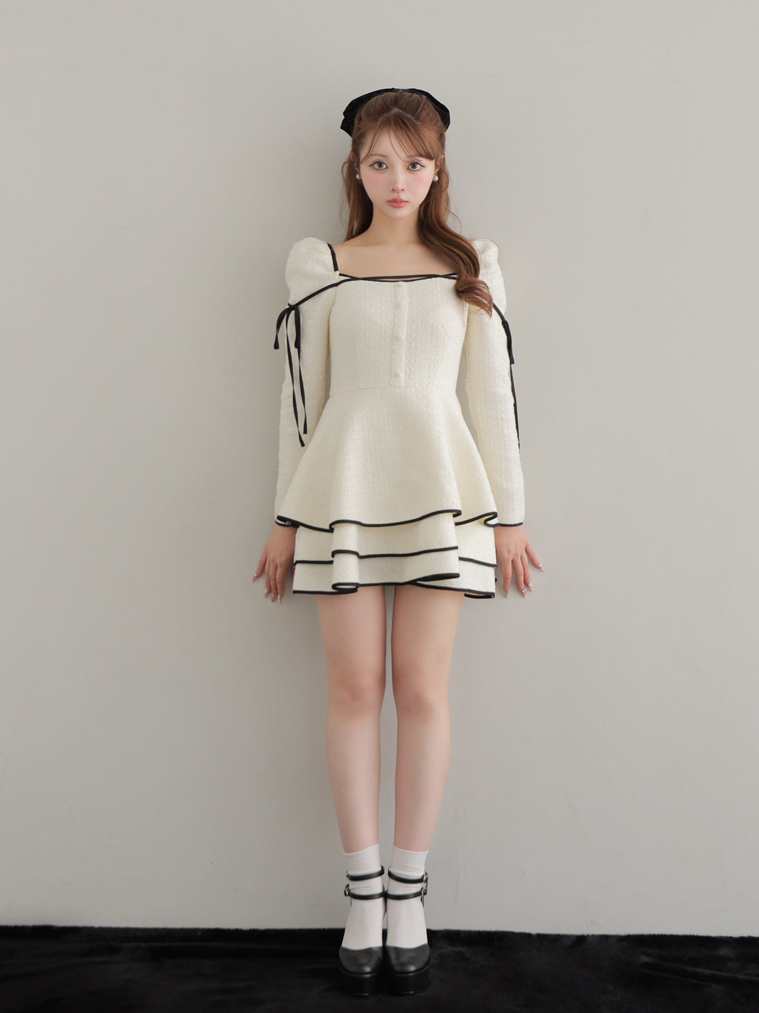 ワンピース Check tweed mermaid mini onepiece エムミーエメ Check