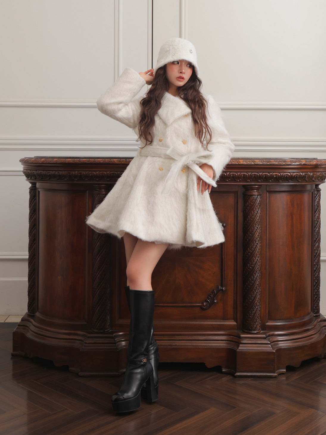 SALE】Shaggy belted coat(eme10779) – M me eme