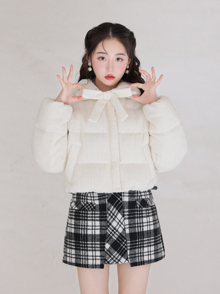 SALE】Ribbon tweed short down jacket (eme10458) – M me eme