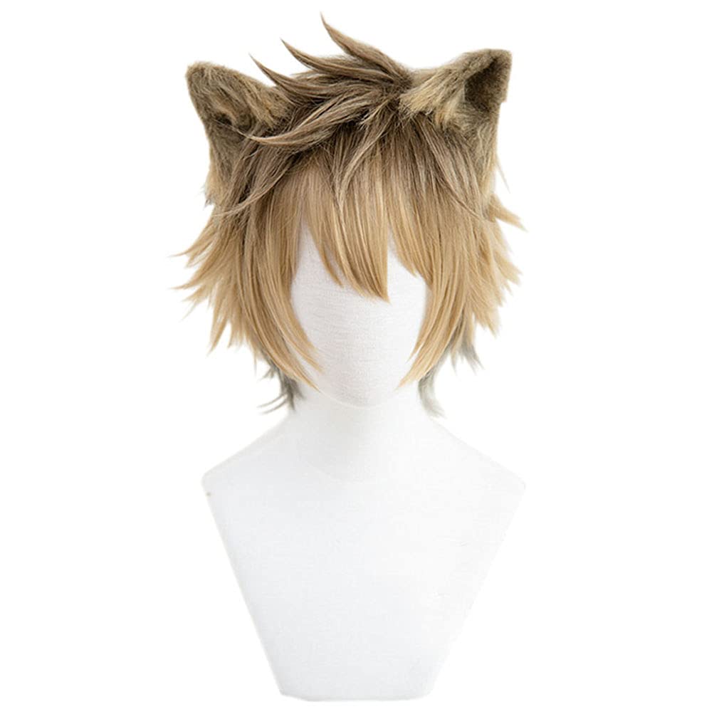 Amazon.co.jp: LAOBAO コスプレ ウィッグ 茶色 ボブ 耳付き 耐熱 変装