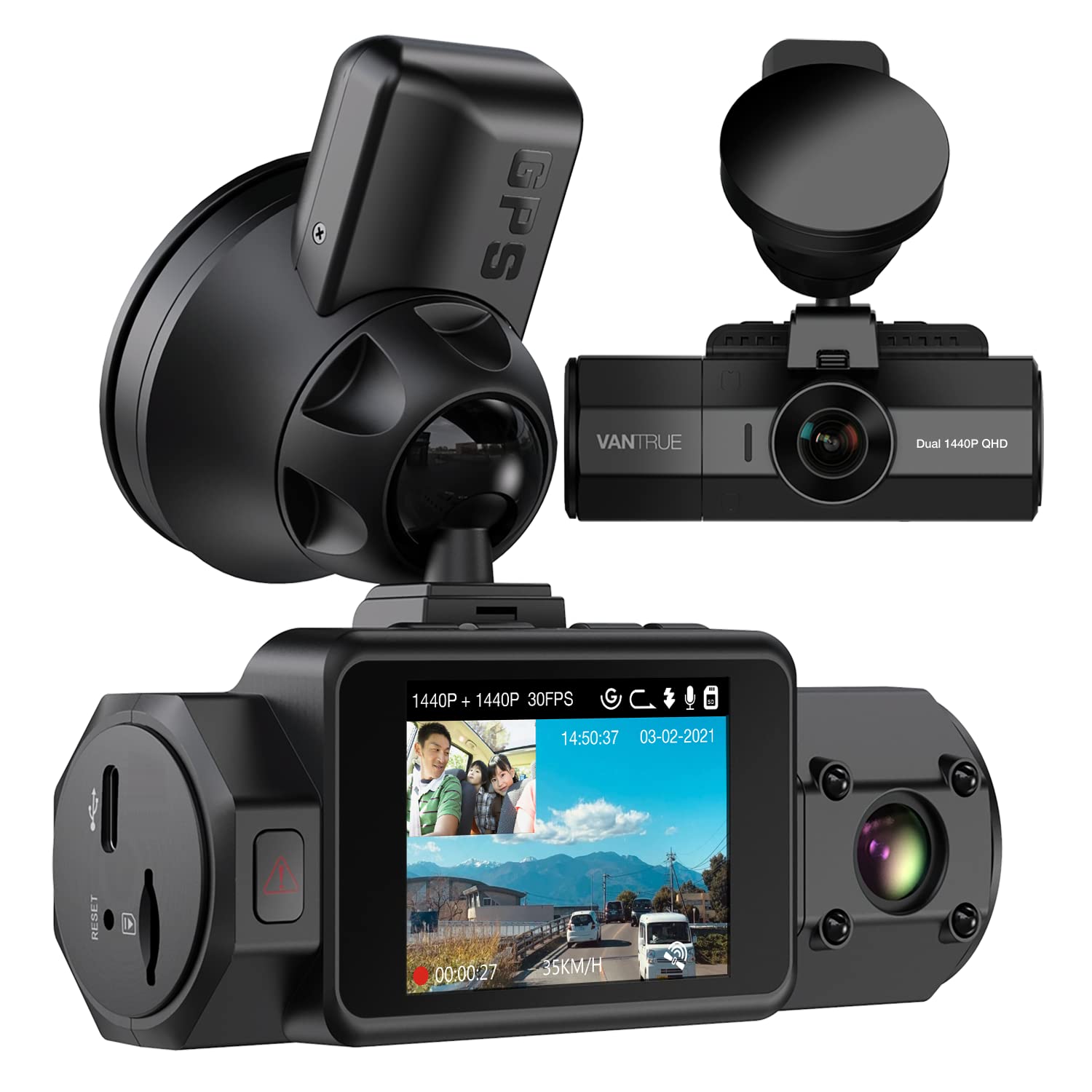 Amazon.co.jp: 【車外＋車内 1440P+1440P】 VANTRUE ドライブ