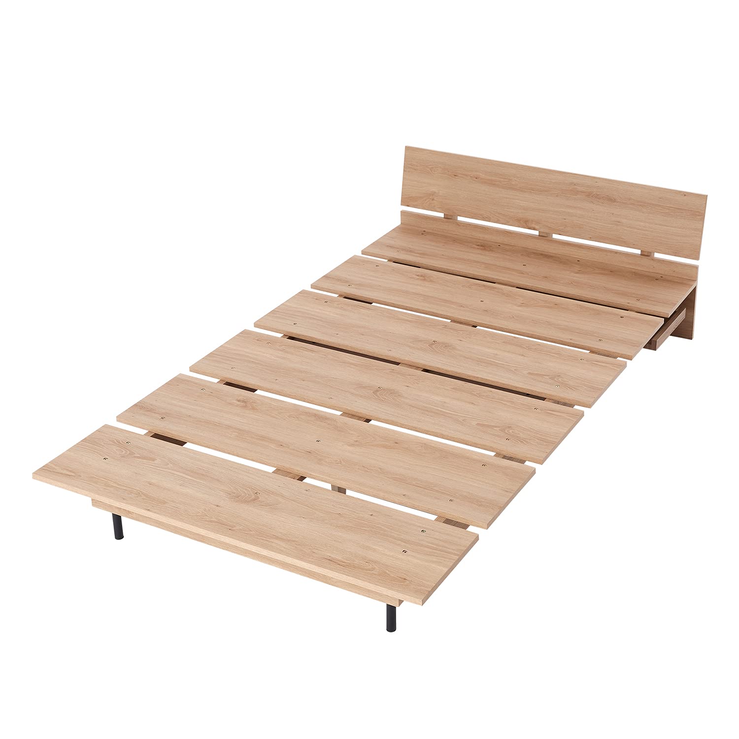 Amazon｜LOWYA ロウヤ ベッドフレーム ローベッド 木目調 シャビー